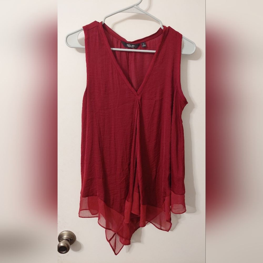 Simply Vera Vera Wang Burgundy V-Neck Tank Top
